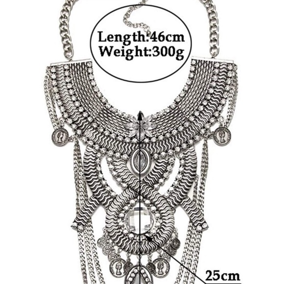 ❤️ Tribal Goddess Silver STATEMENT NECKLACE *NWT* - Picture 4 of 8